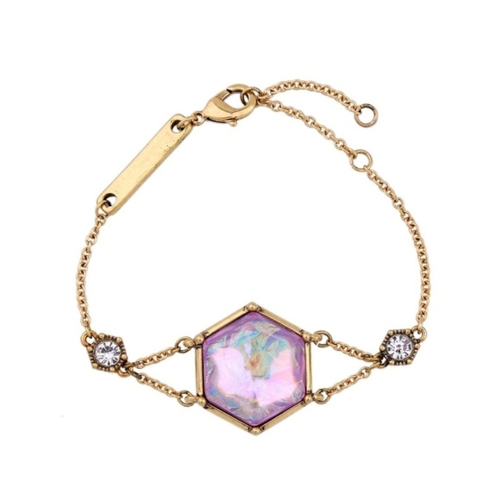 New Gold/Pink Large Crystal Chain Bracelet